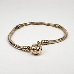 Pandora 14k Yellow Gold Moments Snake Chain Charm Bracelet 7.1''