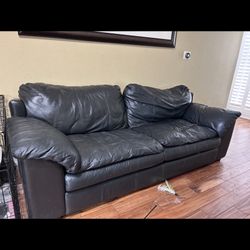 Black Arizona Leather Sofa/Couch AND Arm Chair/Seat Set