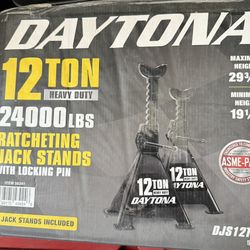 Daytona 12 Ton Ratcheting Jack Stands (2) 24,000 Lbs
