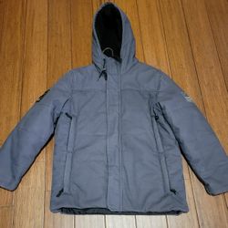 https://offerup.com/redirect/?o=VS5TLkFSTVk= / US ARMY mens gray winter Sherpa Hooded 3/4 Quilted Warm Canvas Coat Sz M / L 