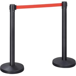 2 Black Stanchion Post Rope Barriers 
