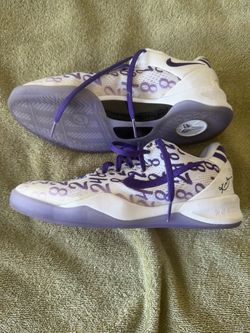 Nike Kobe 8 White Purple Basketball Sneakers