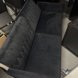 Blue & Gold Suede Couch 100$ Or OBO 