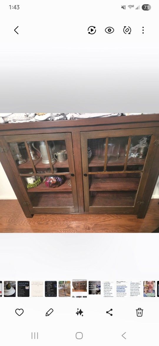 Old Antique library Cabinet With Two Glass Doors
