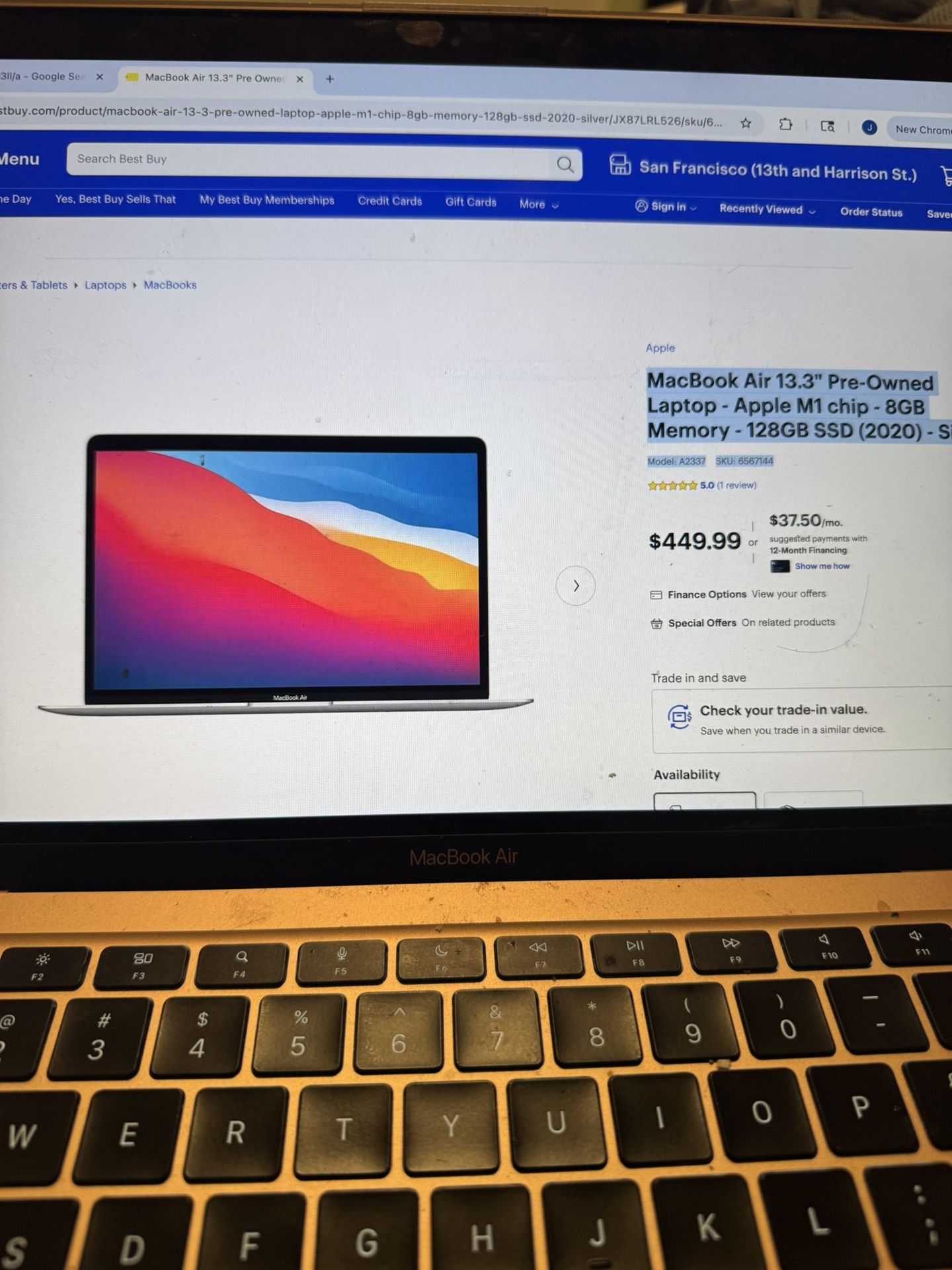 MacBook Air 13.3” Laptop 128G (2020)