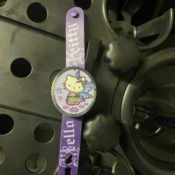 Vintage Sanrio Hello Kitty Digital LCD Watch Purple Strap  and kids green Lacoste plastic watch 