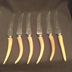 Vintage Antler Handle Stainless English Steak Knives - Made In Sheffield England - Set Of Six