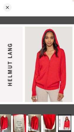 Helmut Lang Aurora Minimalist 100% Cashmere Hoodie Cardigan Jacket