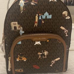 Michael Kors Jet Set Girls Jaycee Large Backpack School Bag Brown MK Signature