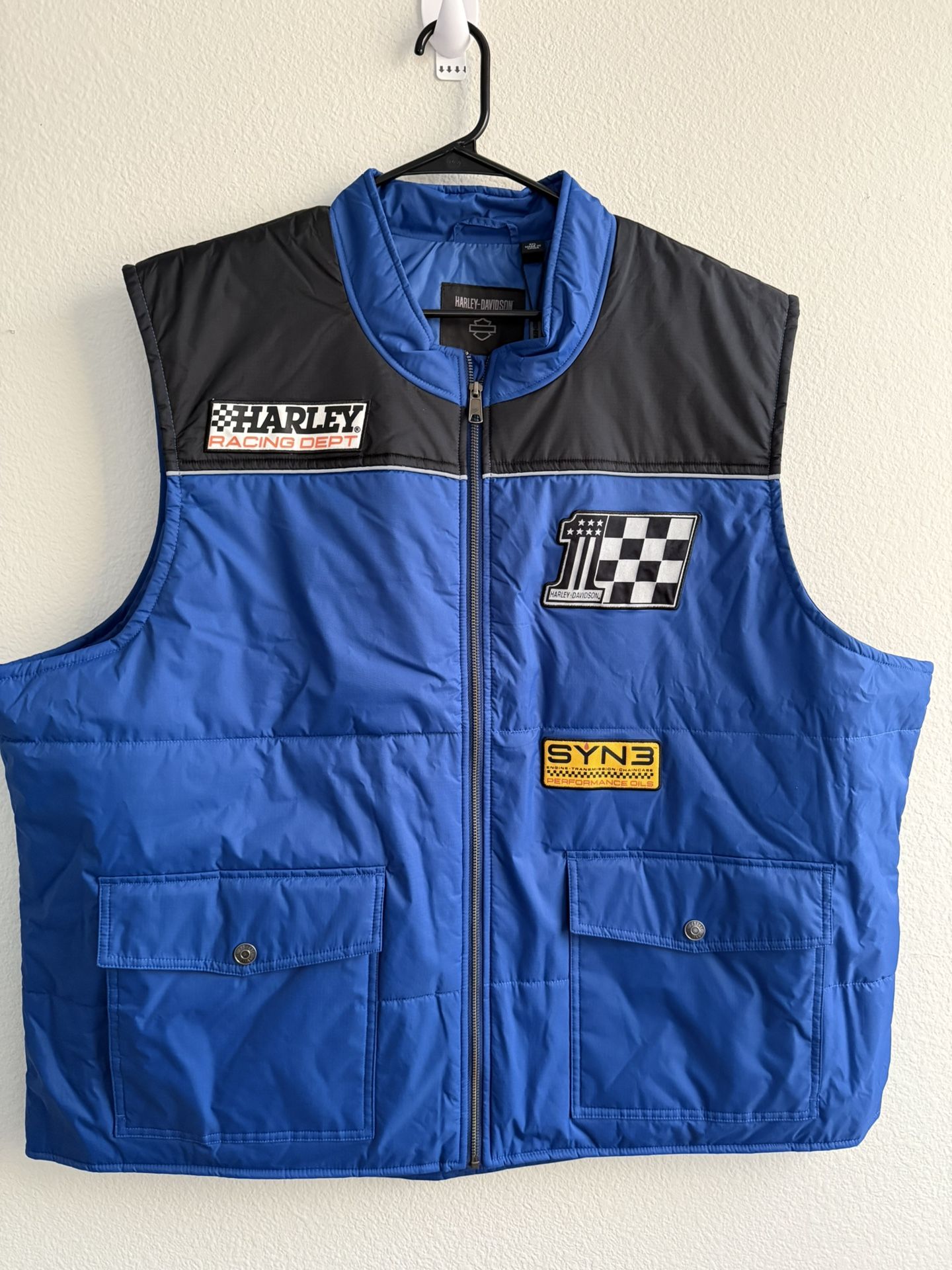 Harley Davidson 3XL Reflective Victory Zip Poly Fill Nylon Vest Blue 97411-24VM