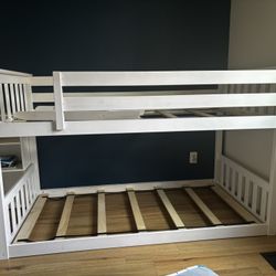White Twin Bunk Bed Wood