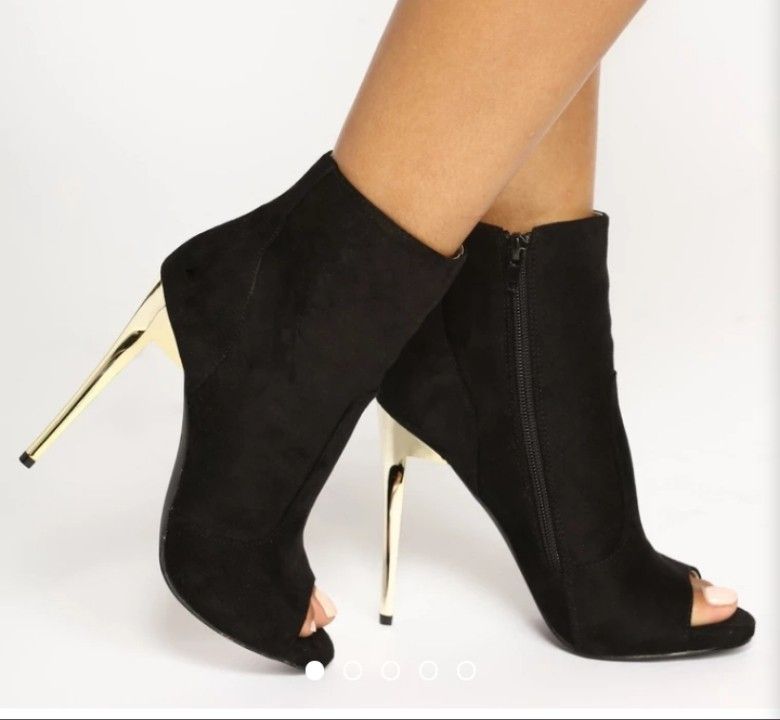Suede Ankle Booties w/ Gold Heels