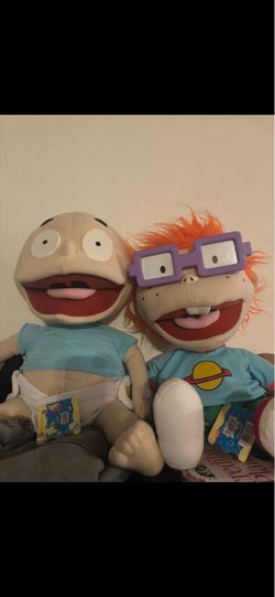 1997 vintage & Deadstock Rugrats Tommy and Chuckie Large Plush Dolls