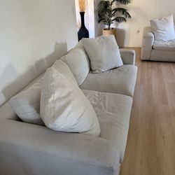 2 Paloma Cotton White Beige Fabric 98" Sofas