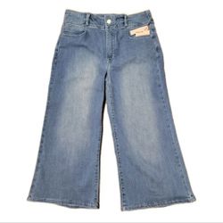 NYDJ Size 8 Petites Capri Wide Leg Cropped Jeans Stretch Denim 