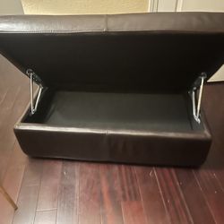 brown leather ottoman