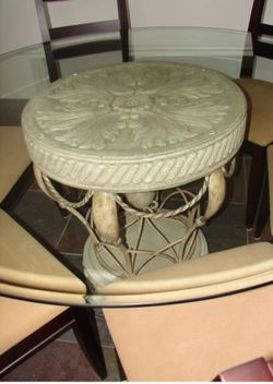 Custom designer table base glass top