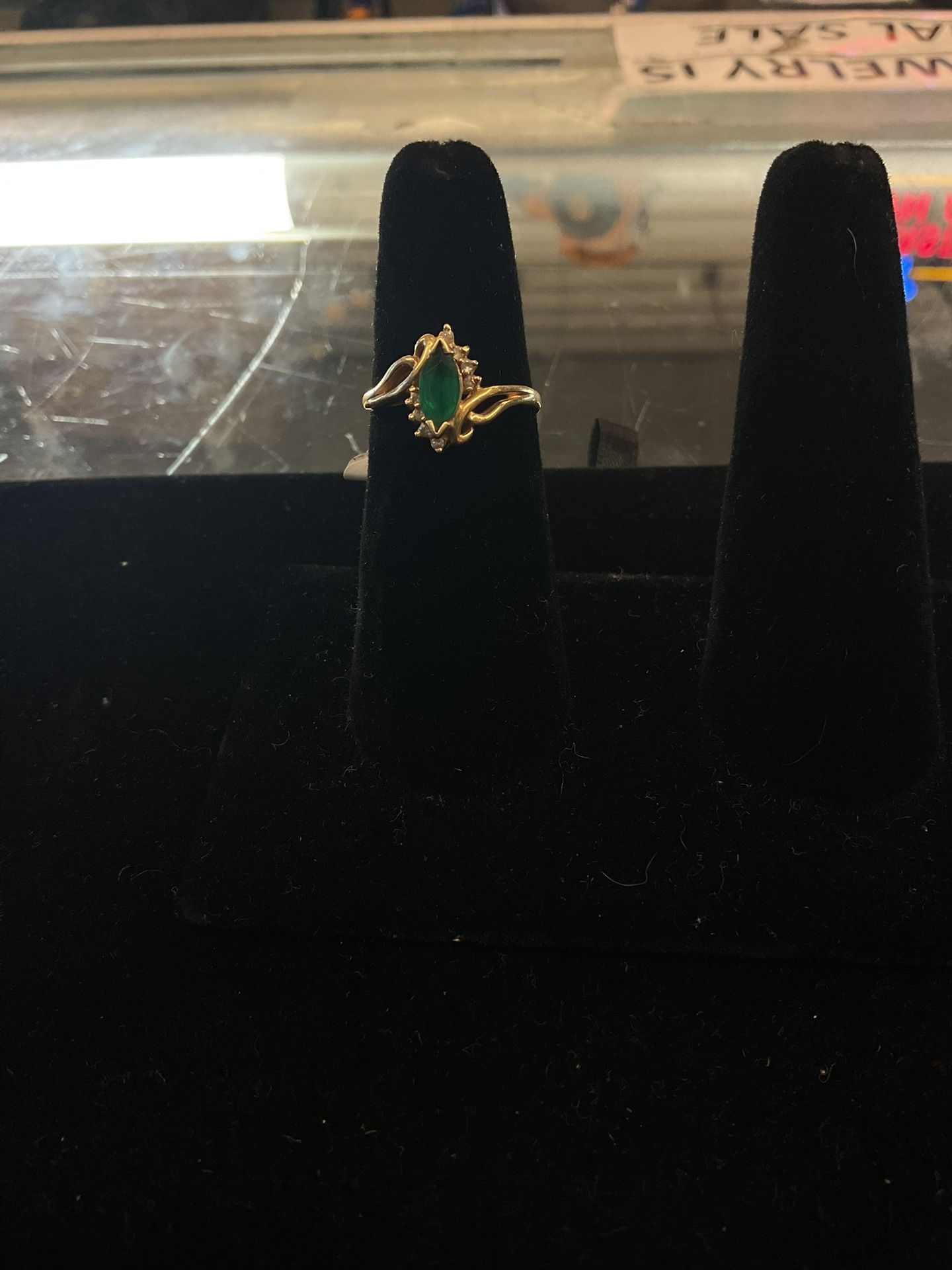 14KT Synthetic Emerald Marquise Ring 38461-3