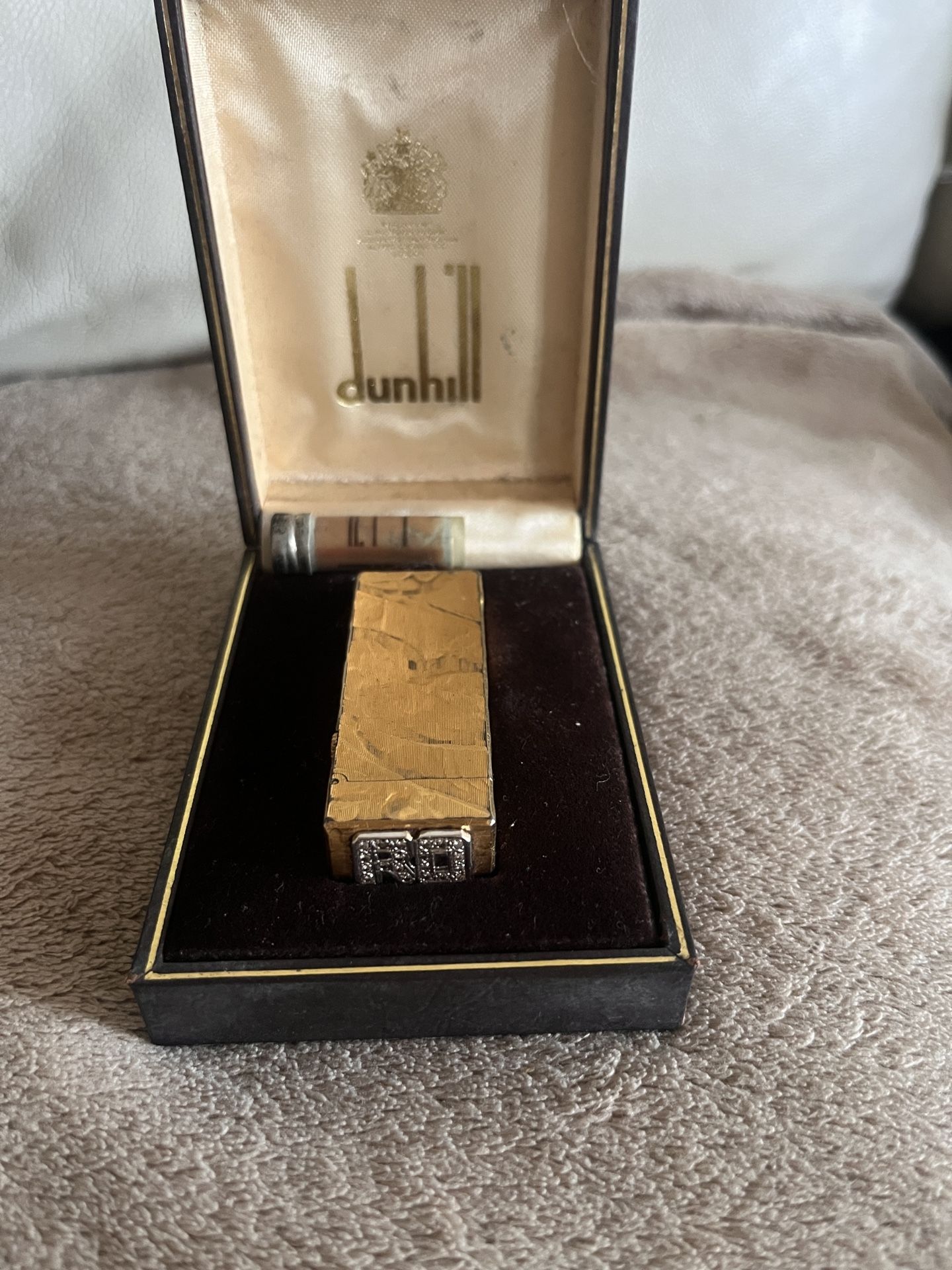 Gold Dunhill Initials RO Detailed In Cubic Zirconia Diamonds