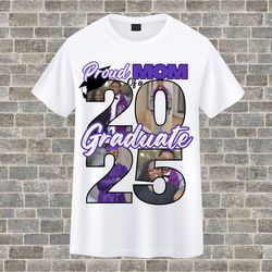 Houston Custom T-shirts Proud Family member of a 2025 graduate themed 2025 Grad Shirts with Personal photos in Purple Black and White  . . . . . . . .