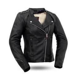 First Classics Authentic Riding Gear Genuine Leather Women’s S Motorcycle Jacket Removable Polyester Liner Heavy Duty 