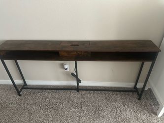 Thin wooden side table