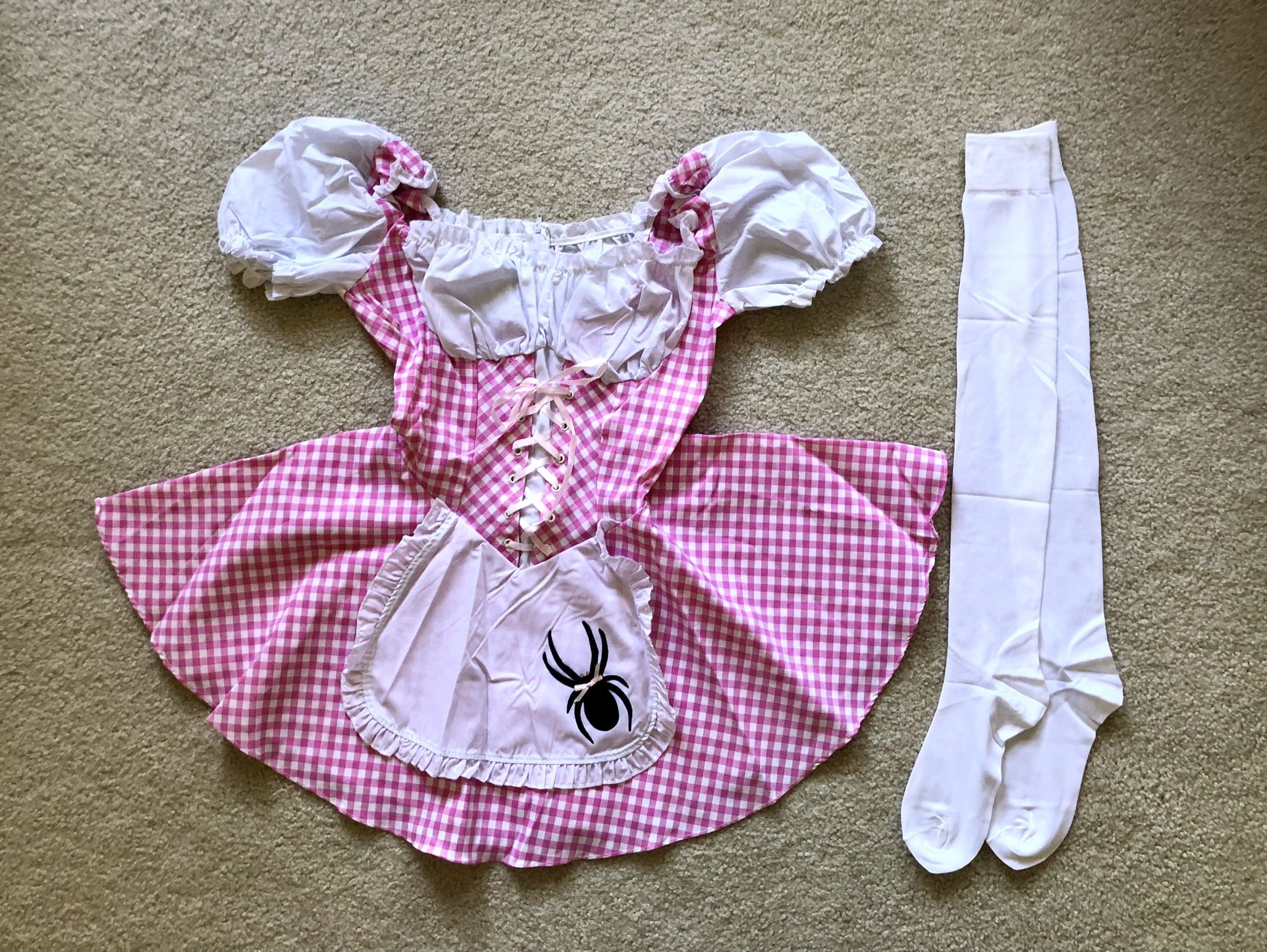 Brand New Little Miss Muffet Pink/White Dress, Halloween, Size S