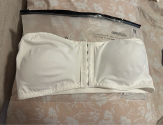 White Strapless Bra with Front Closure
