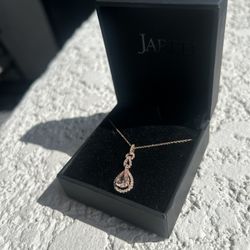 Beautiful Morganite & Diamond Necklace – 10K Rose Gold