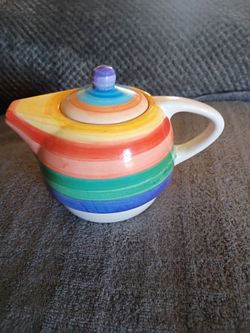 Striped Ceramic Teapot with Lid