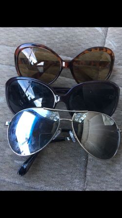 Three sunglasses silver & purple and brown