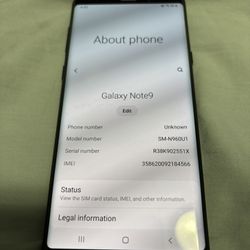 Samsung Galaxy Note 9 Unlocked. Clean Esn 