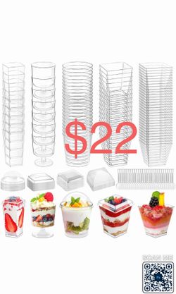 Plastic Dessert Cups with Lids and Spoons, 3 oz, 3.5 oz and 5 oz Mini Dessert Cups with Lids, Clear Yogurt Cups with Lid, Small Appetizer Cups for Fru