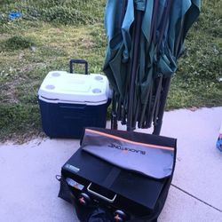 Coleman Canopy & Ice Chest With Blackstone BBQ Grill