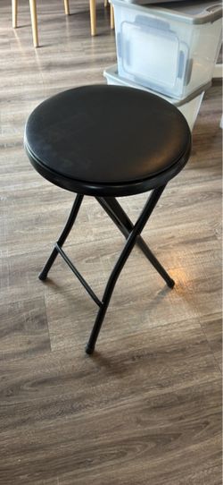 Black Folding Stool with Padded Seat