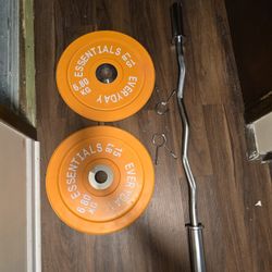 New Curl Bar And Weights 