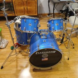 Ludwig 5 Piece Drum Set With Hardware And Additional Stands And Boom Arms