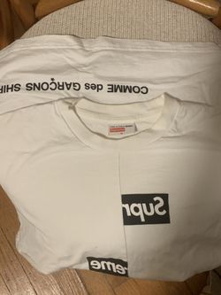 (M) Supreme Comme des Garcons SHIRT Split Box Logo Tee White