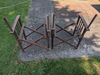 2 wooden folding chairs