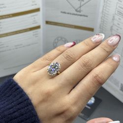 8ct big oval GRA moissanite solid 10k yellow gold promise ring size 5.5