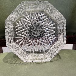 VTG Irena Poland - Brilliant Hand Cut Crystal - Octagon Bowl - Sawtooth - 7 3/8"