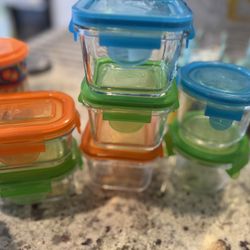 7pc Wean Green Glass Containers