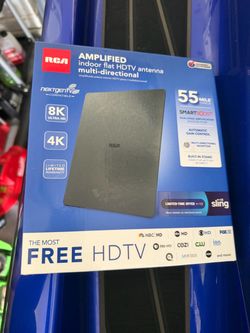 RCA ANTB55E Indoor Flat Amplified HDTV Antenna Multi Directional 55 Mile Range