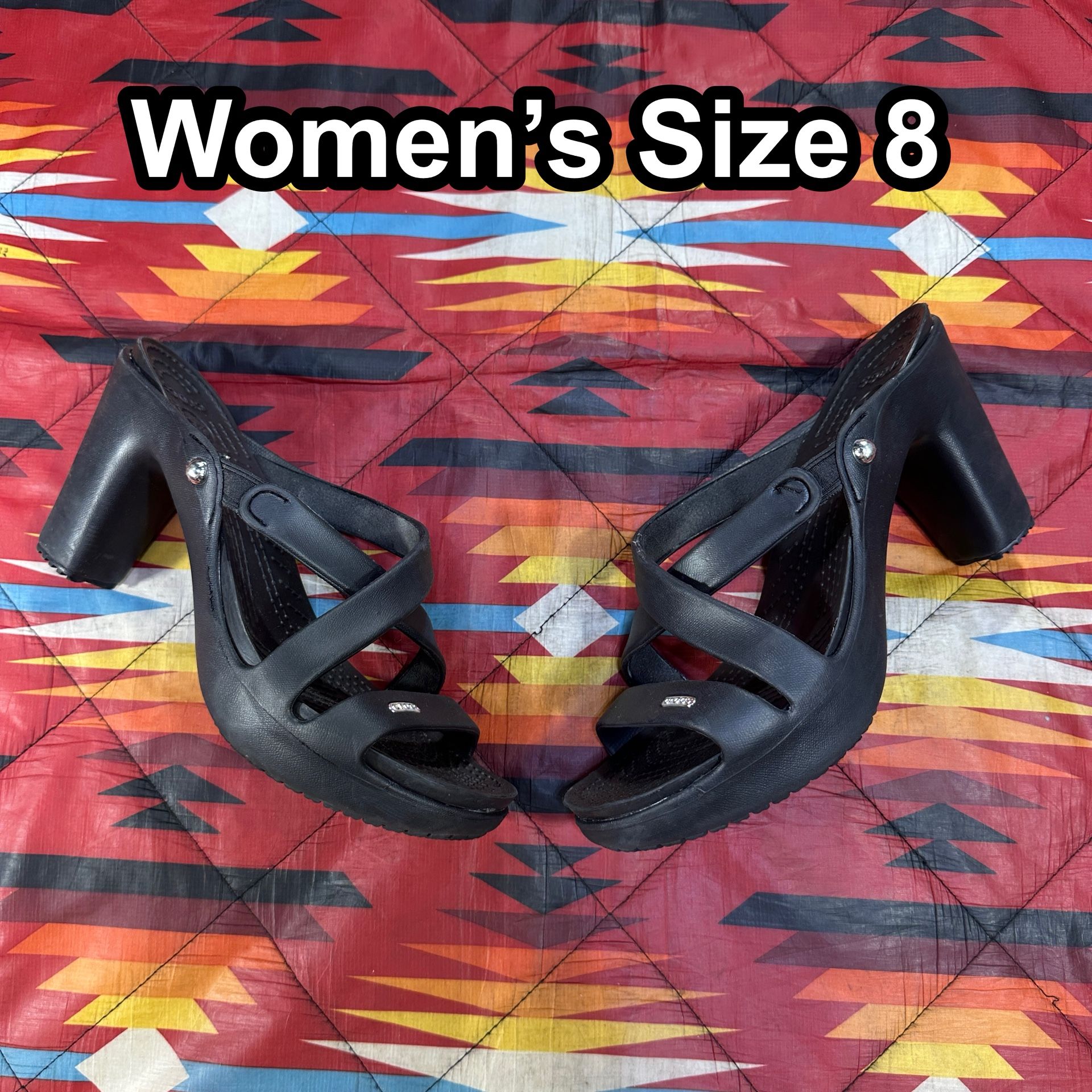 Crocs Cyprus IV Heels Sandals Women’s Size 8 Black Style 14558 Sandals Comfort