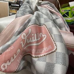 Grey And Pink Silk Scarf