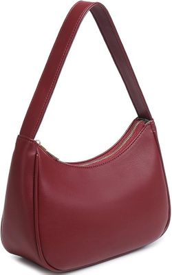 Mini Soft Leather Vegan Clutch Handbag Shoulder Bag for Women (Burgundy)