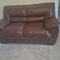 Brown loveseat