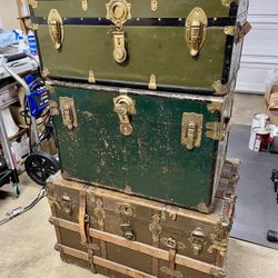 Vintage Steamer Luggage Trunk Lot Antique Collectible 