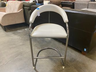 BAUHAUS Thonet White Vinyl and Chrome Bar Stool