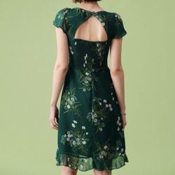 The Square Neck Backless Floral Midi Dress
